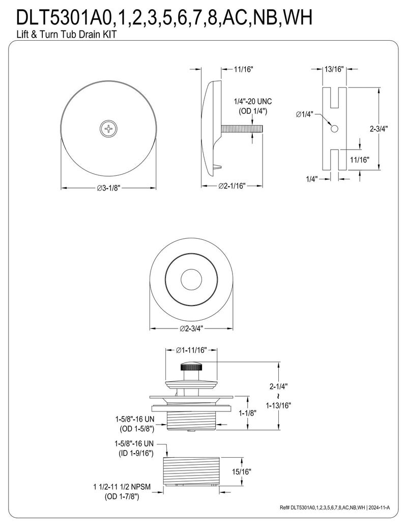 Kingston Brass DLT5301A0 Made to Match Twist and Close Tub Drain Conversion Kit, Matte Black 2.25 x 3.13 x 2.75 - Image 2